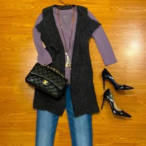 LOFT 3/4 sleeve v neck top blouse shirt vest